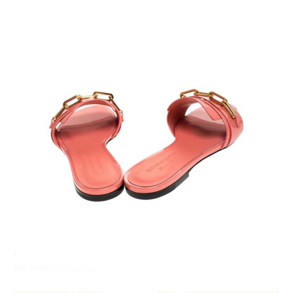 Burberry | ‘Coleford’ Patent Leather Flat Slides - Picture 10 of 16